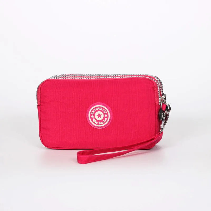 Stylish Jellyfish Print Triple Zipper Phone Bags, Compact Canvas Clutch Purse for Women’s Daily Essentials Casual Wallets Use