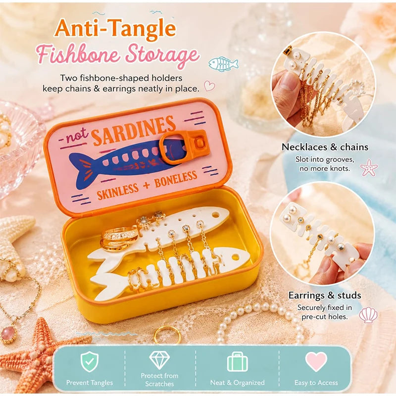 3d Printed Sardine Can Jewelry Box Easy Open Lid Necklace Earring Storage Case Practical Household Organizer Portable Container