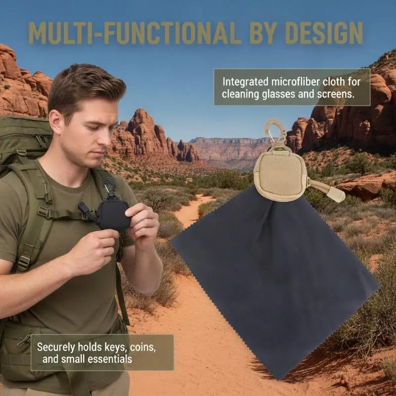 Multifunctional Tactical Eyeglass Cloth Storage Bag Lint-free Ultra-fine Fiber Cleaning Pouch for Phone Screen Eyewear