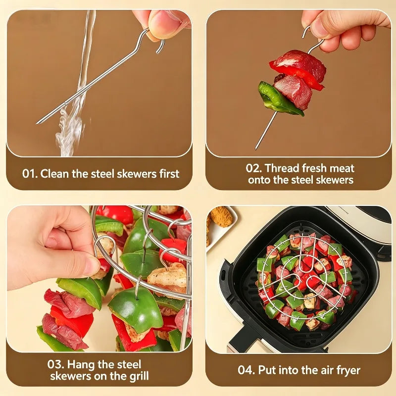 Stainless Steel Vertical Grill Rack Detachable String Grill Vertical Barbecue Skewer Bracket 12/24/36/48 Skewer Holder