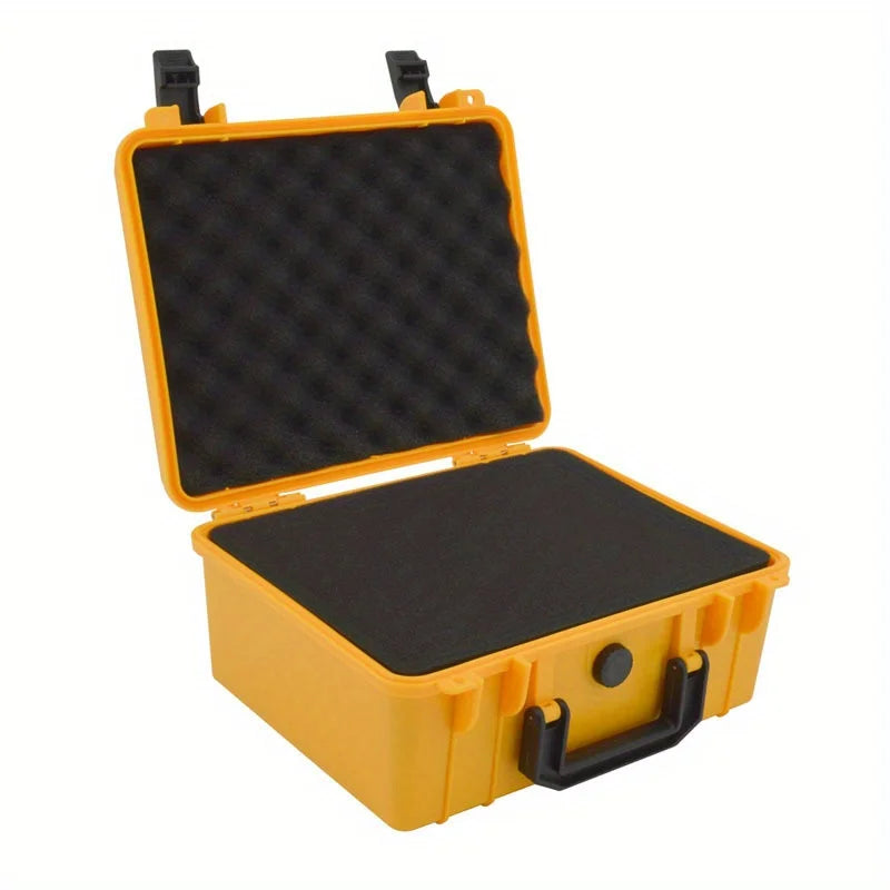 1pc Safety Instrument Tool Box, 280x240x130mm, PP Plastic Storage Toolbox Equipment Tool Case, Outdoor Suitcase With Foam Inside