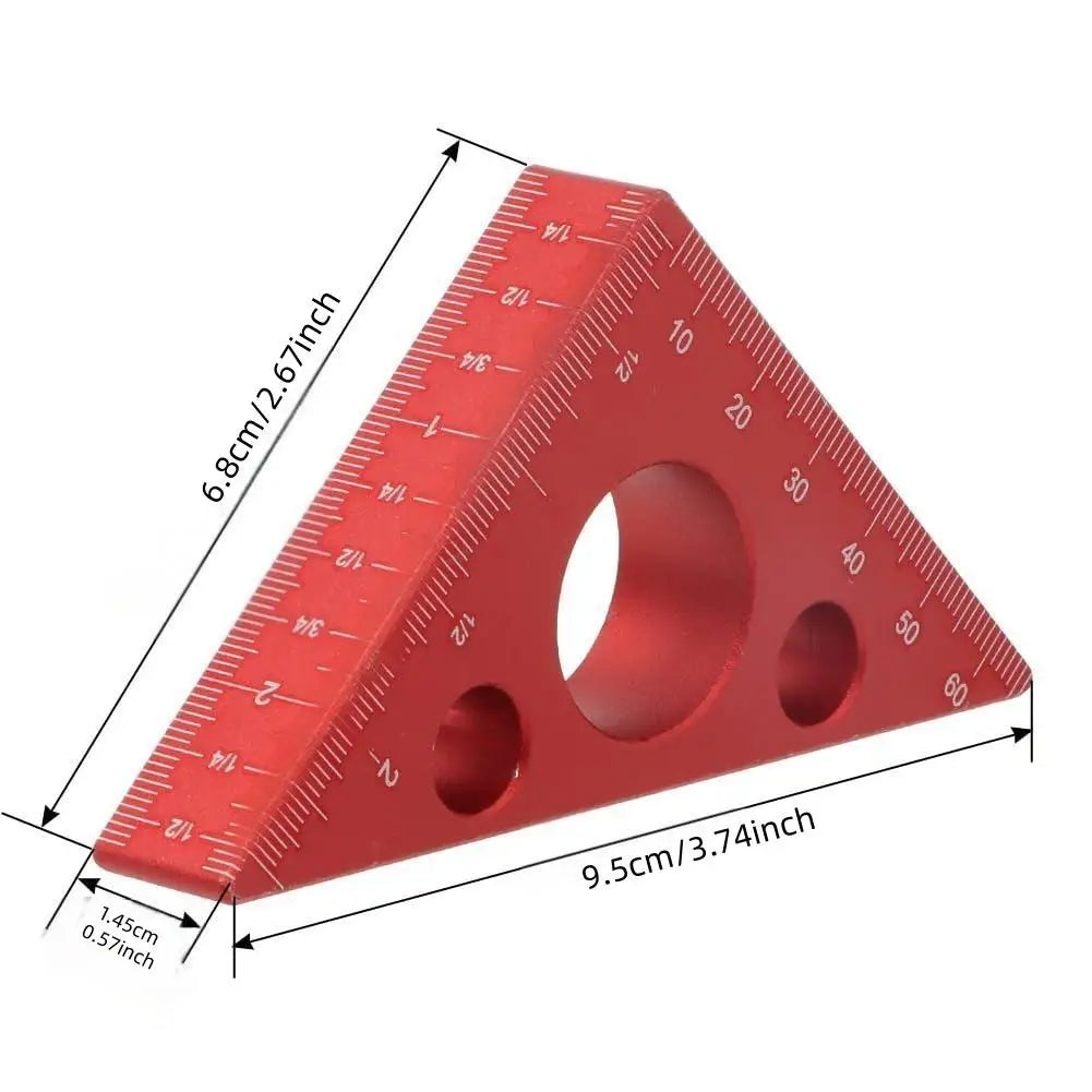 Aluminum Alloy Triangle Ruler 45/90 Degree, Frosted Right Angle Gauge，Durable and Precision Measuring Tool