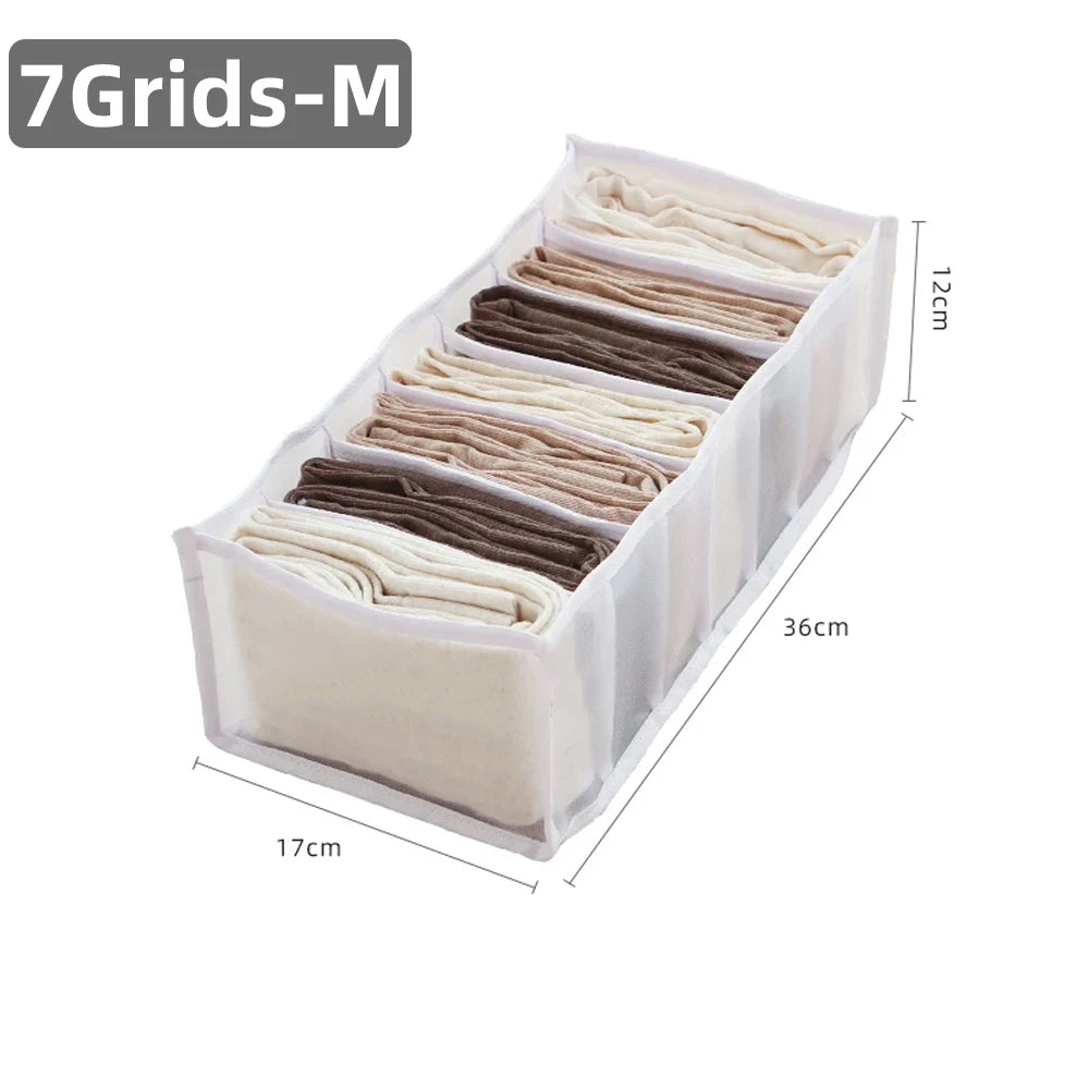 7 Grids Closet Clothes Storage Boxes Foldable Jeans Pants Storage Box Cabinet Drawer Organizer Jeans Socks Separation Organizer