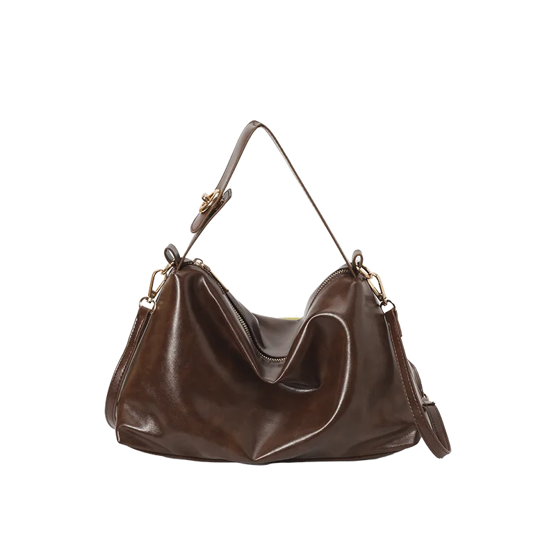 2025 Winter New Retro Rectangle PU Solid Color Zipper Water Proof Crossbody Bags High Quality Multiple Compartments Bags