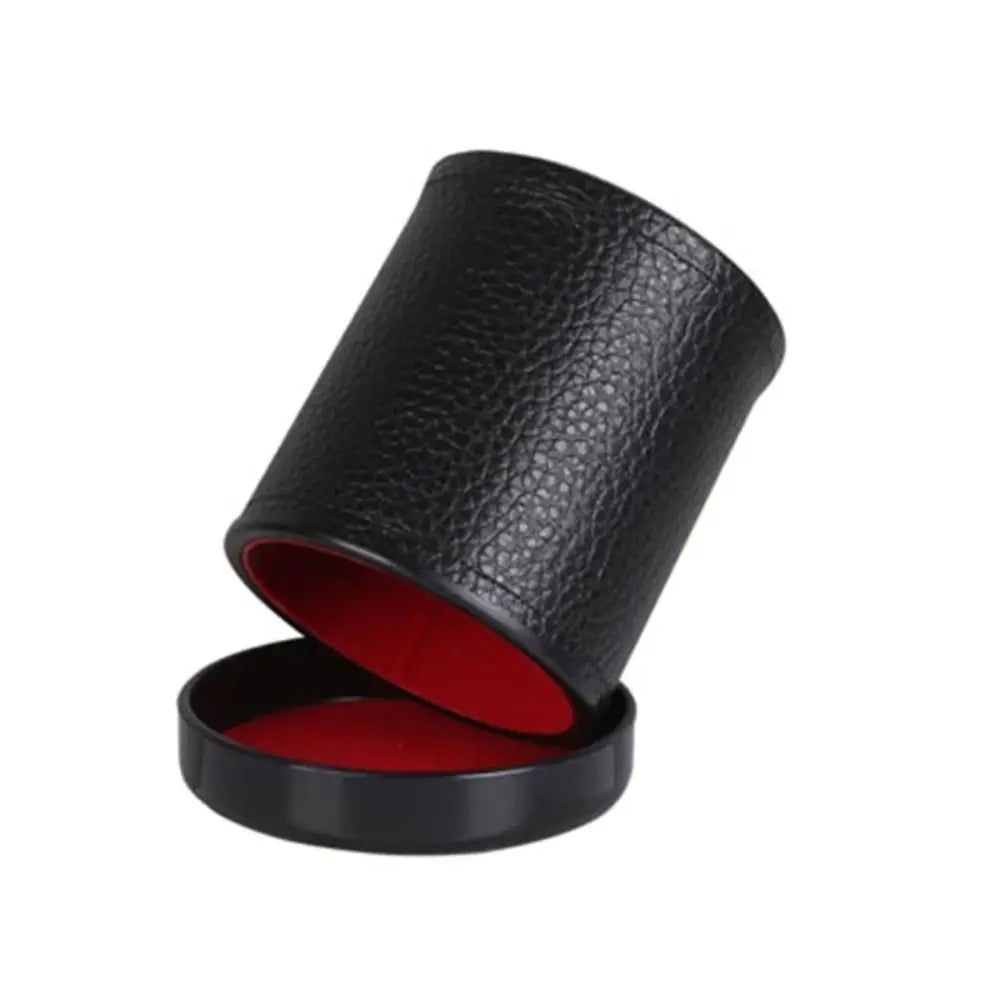 Green Red Leather Dice Cup with Lid Lining Interior Quiet in Shaking for Liars Dice Farkle Yahtzee Board Games with 5 pcs Dice