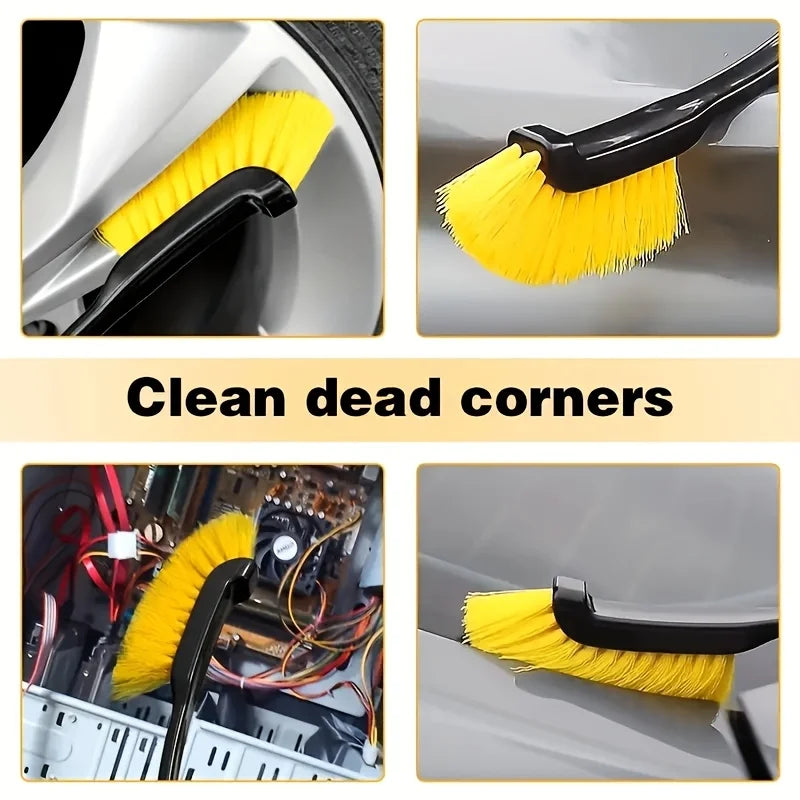 Long Handle Wheel Rim Cleaning Brush Anti Scratch Dense Bristle Deep Gap Cleaner Remove Brake Dust Auto Detailing Accessory