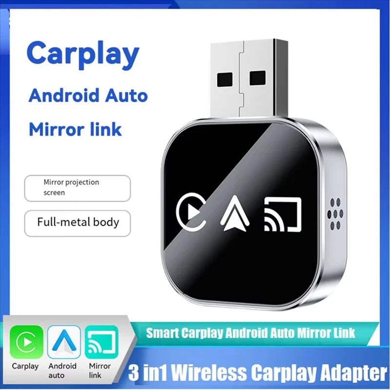 Upgrade 3 in 1 Wireless Carplay Mirror Link Adapter Instant Wired to Wireless Conversion Plug & Play for Wired Carplay 2026