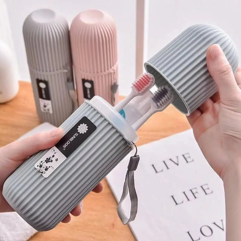 Striped Portable Travel Toothbrush Cup Set, Nordic Simple Mouthwash Cup Toothbrush Holder for Outdoor Washing Care