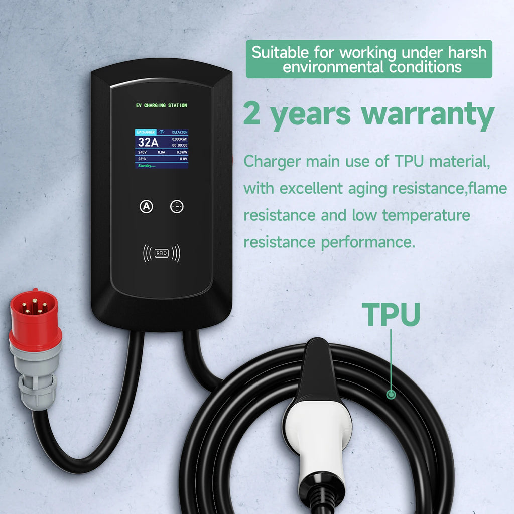 AFEEV 11KW EV Charging Station CEE Plug Type2 32A 3Phase Wall Mounted Charger WiFi Bluetooth APP Control Fast Charge Charger