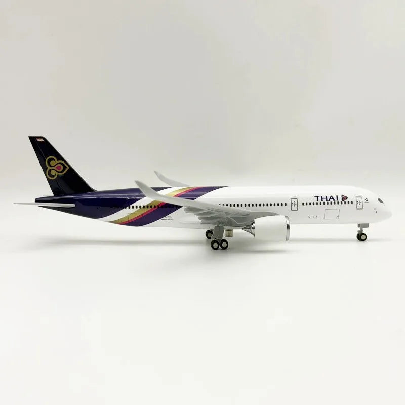 30cm Thai A350 Airplane Model 1/240 Scale Diecast Resin Plane Model Kit with Stand for Display Collection or Adult Toy Gift