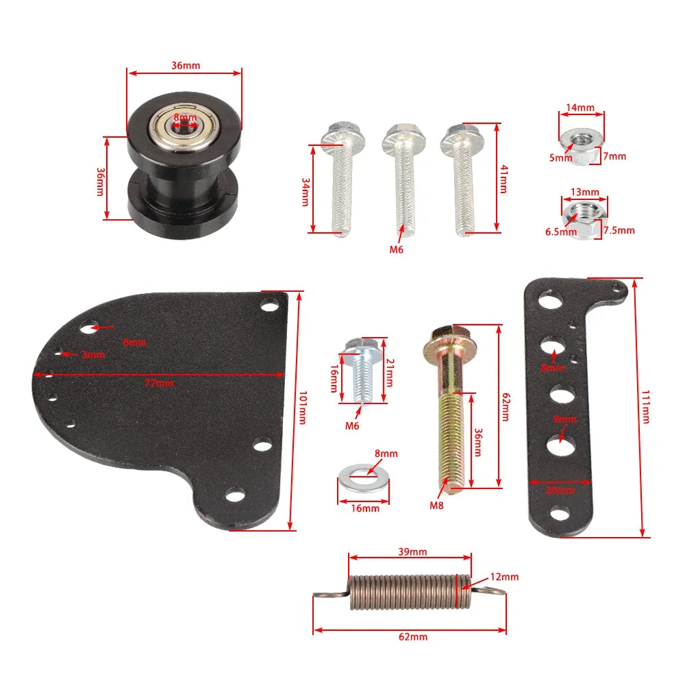 Spring Chain Tensioner Kit for 49cc 66cc 80cc 2 Stroke Engine Electric Bike Motocross ATV Chain Adjuster with Roller Accessory