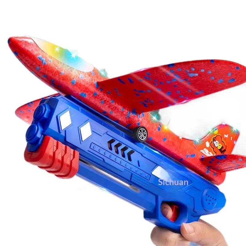 Catapult Foam Plane Launcher Hand Held Foam Glider Airplane Outdoor Flying Toy For Park Yard Activity For Teenagers Adults