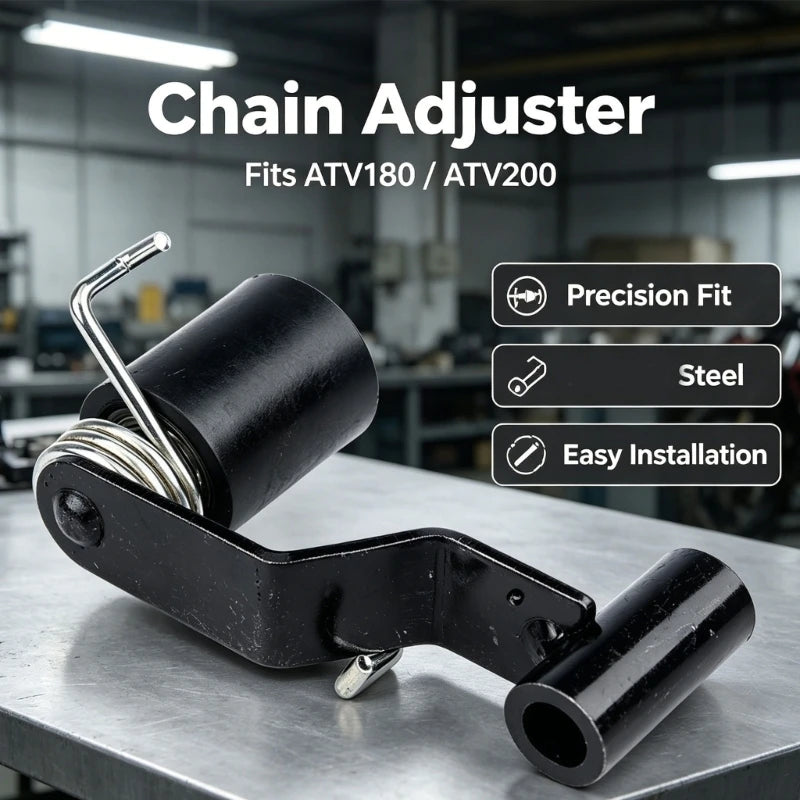 Replacement Chain Tensioner Roller Set for ATV180/200 Vehicle Drive Chain Maintenance, Black Bracket Assembly with Spring