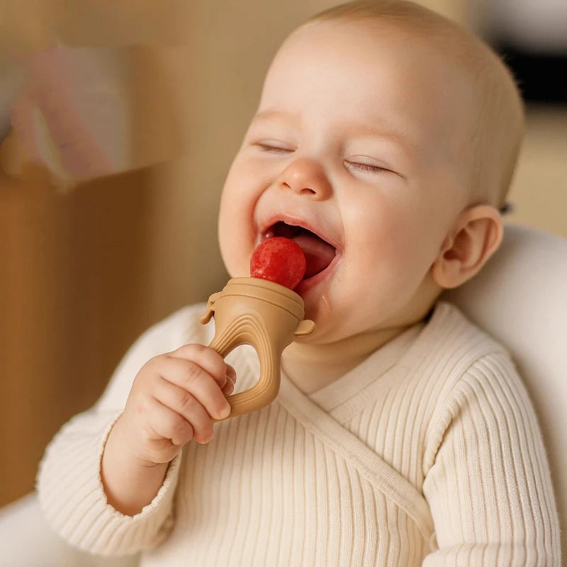 Silicone Baby Fruit Feeder Mini Freezer Tray Fresh Food Chew Bag for Infant Self Feeding Milk Popsicle Molds for Teething Relief