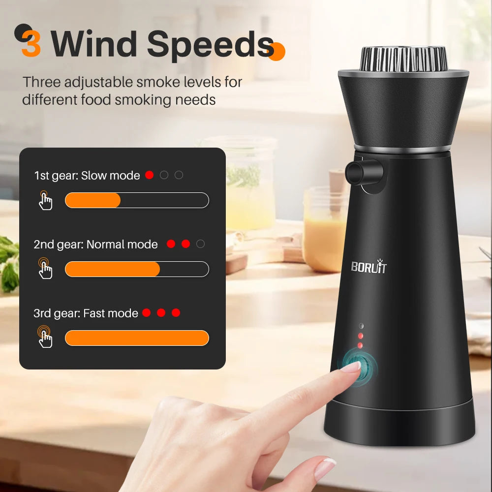 BORUiT Smoke Infuser Food Drink Cold Smoke Generator Bar Portable Molecular Cuisine Smoking Gun Meat Burn Cooking for BBQ Food