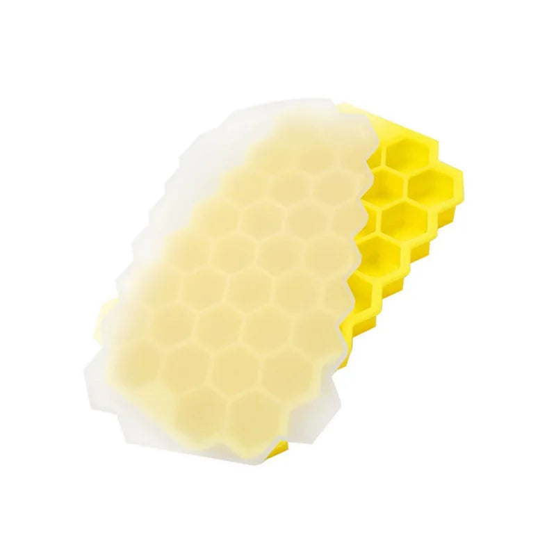 Creative Hexagon 37 Grid Ice Making Honeycomb with Lid Silicone Moulds Refrigerator Homemade Ice Mold Household Ice Making box