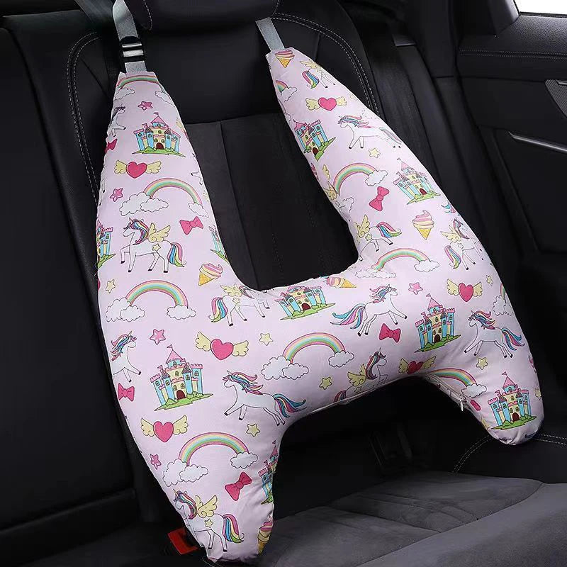 Cartoon Car Sleep Headrest Children's Pillow Nap Shoulder Belt Cushion Neck Cover Travel Bed Interior Accessories