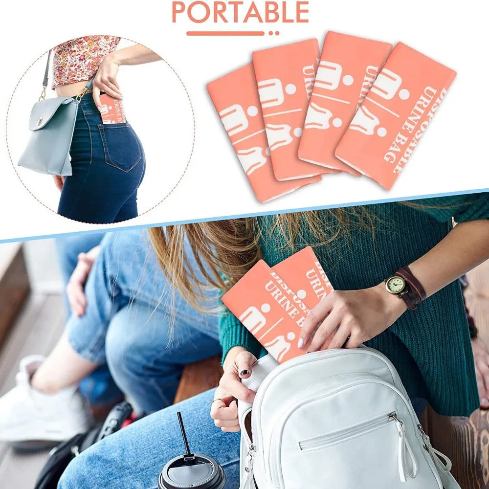 12PCS New Car Emergency Urine Bag, Disposable Portable Urine Bag for Men and Women, Long-Distance Travel Peephole Bag