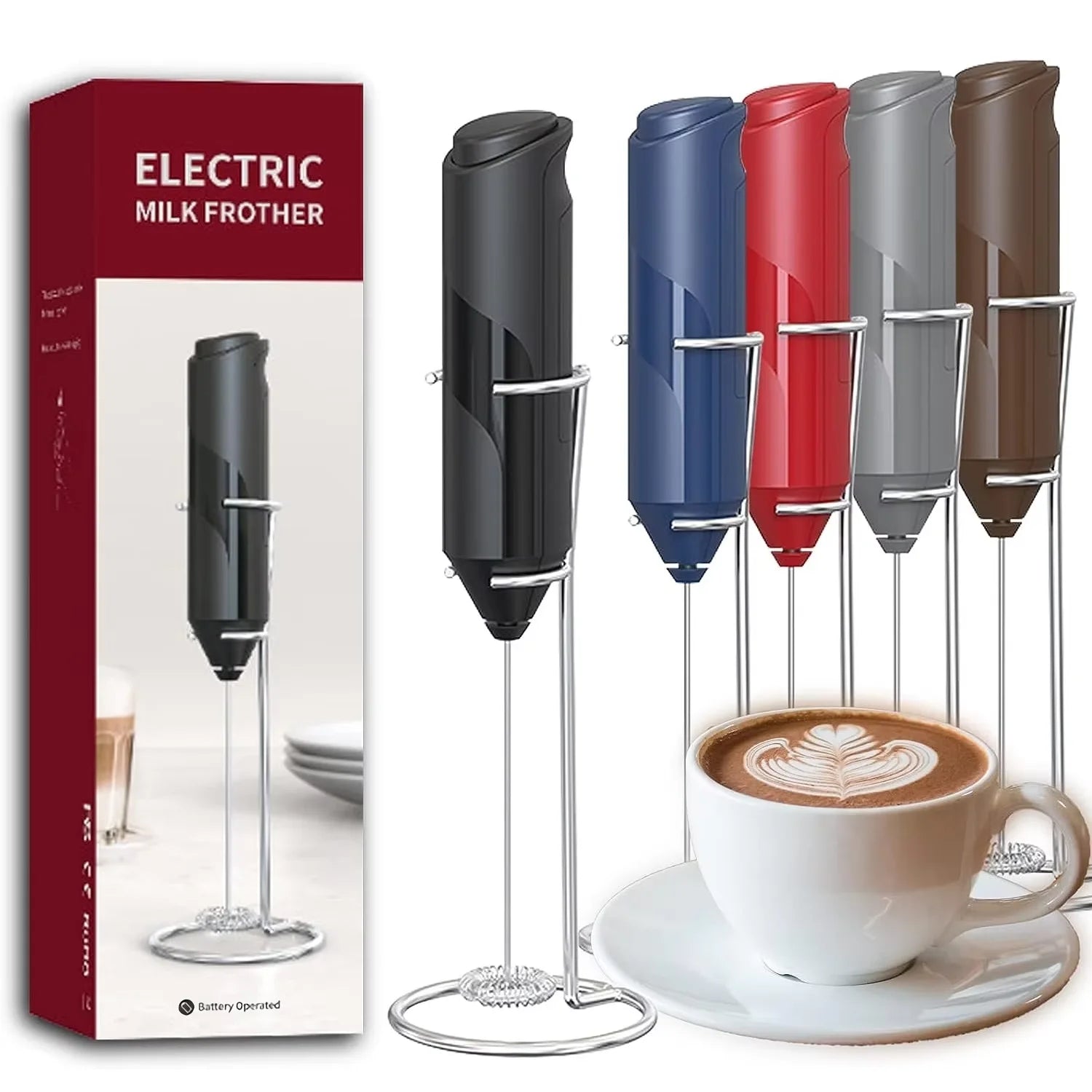Wireless Electric Coffee Frother, Portable Stirrer, Battery Powered Mini Frother, Egg Beater, Cream Frother