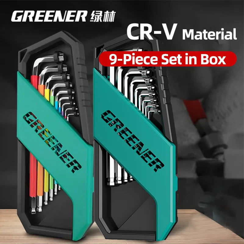 GREENERY Rainbow Hex Key Allen Wrench Set High-strength Extended Universal Wrench L Wrench Metric Hex Key for Allen Screws
