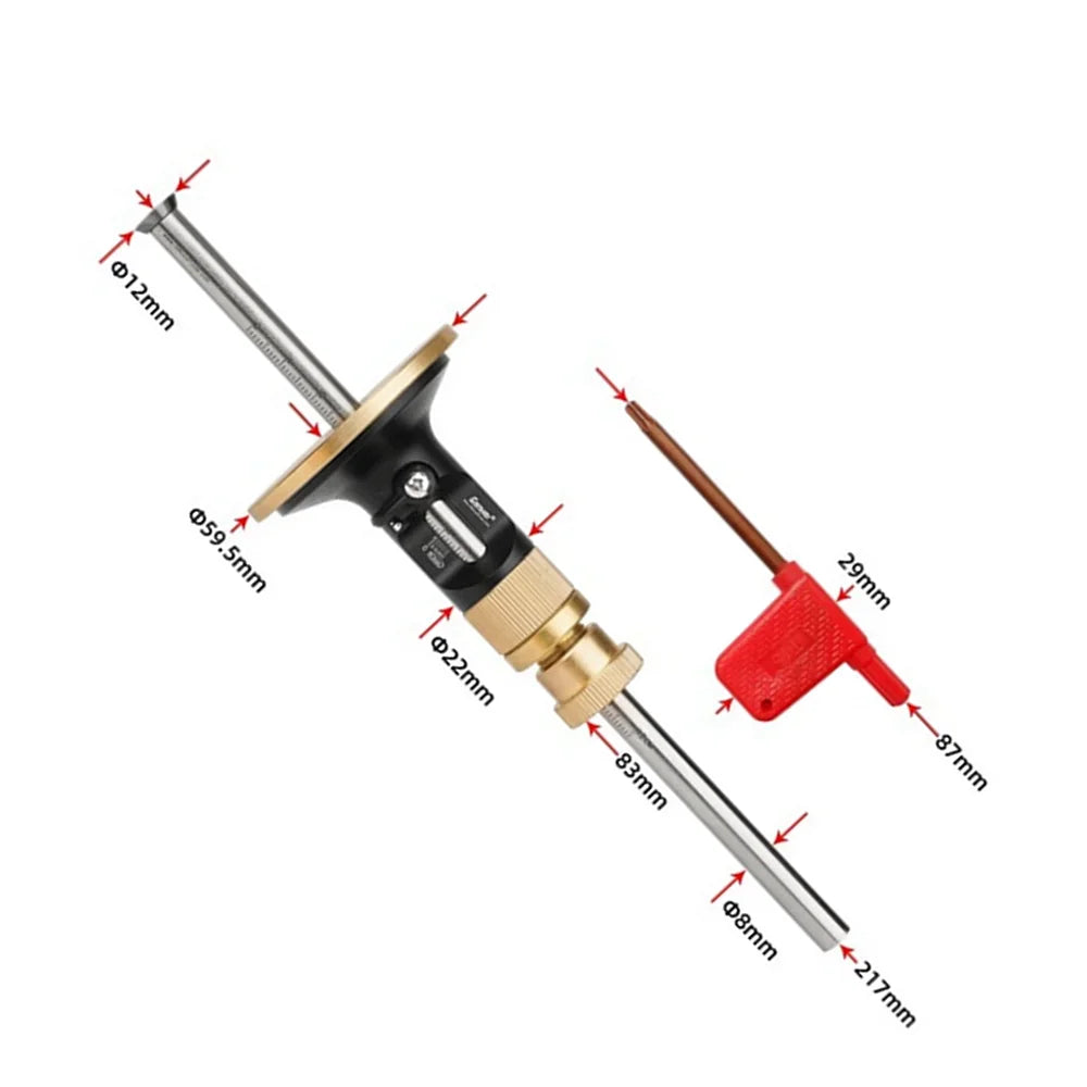 Wheel Marking Gauge Woodworking Scriber Kit with 10 Replacement Cutters Solid Metal Bar Wood Scribe Tool for Carpenter