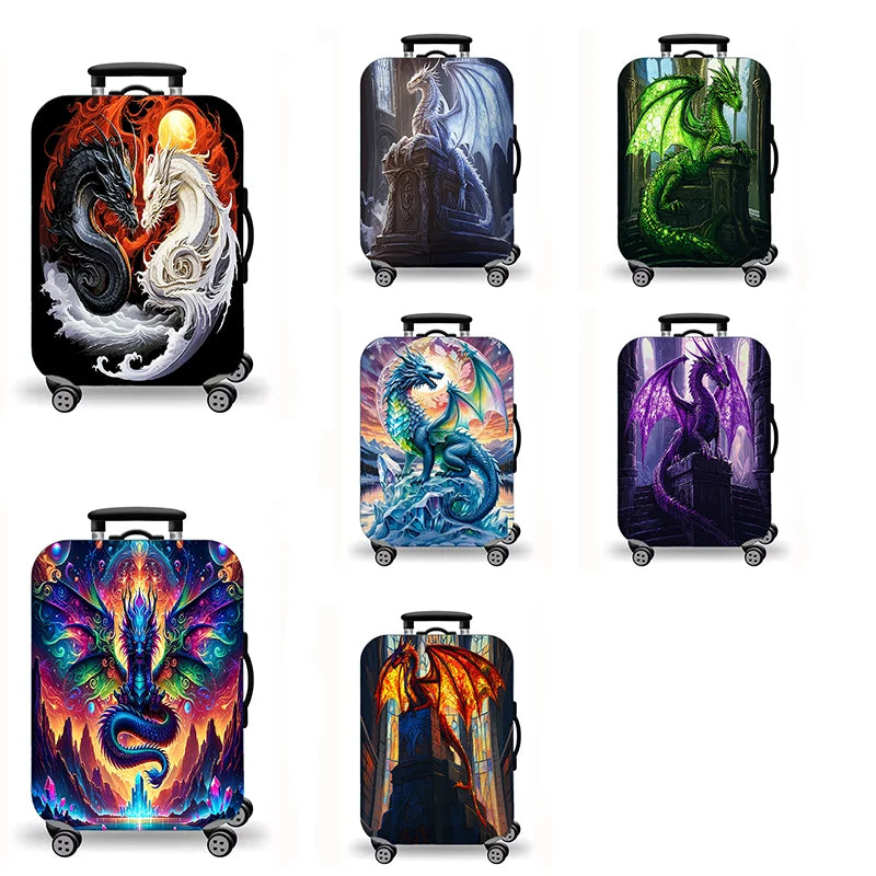 Luggage Cover, Fantasy Dragon Mythical Creature Print Stretch Suitcase Protector, Washable Anti-Scratch Travel Baggage Cover