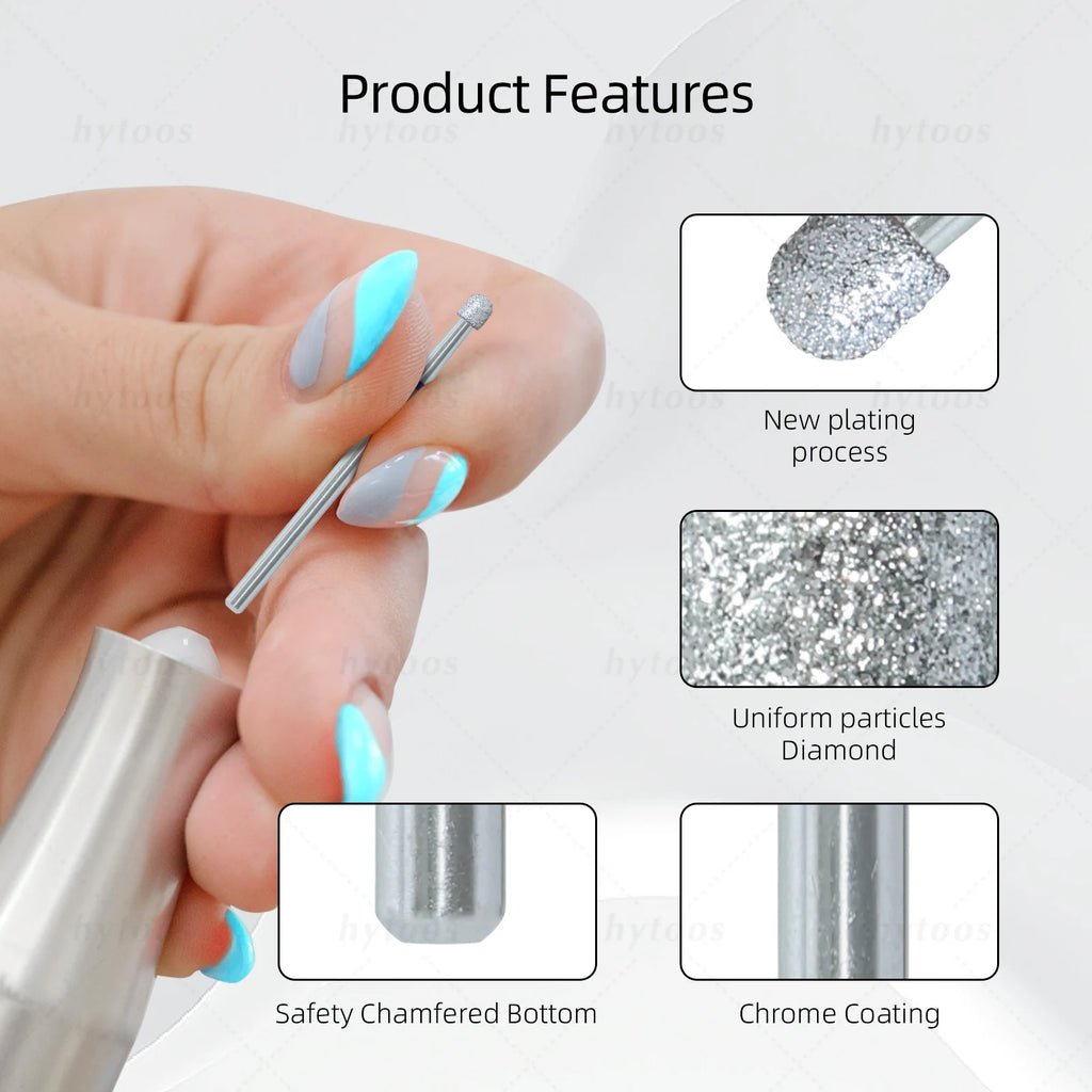 HYTOOS Mushroom Diamond Nail Drill Bits Chrome Pro Russian Cuticle Bit for Nail Drill Dead Skin Cleaner Nails Pre-treatment Tool
