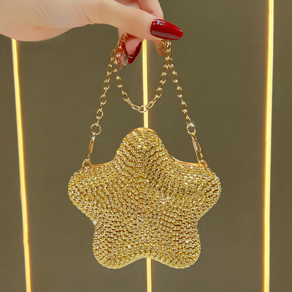New five-pointed star handbag exquisite diamond-encrusted versatile handbag lipstick bag women's chain bag