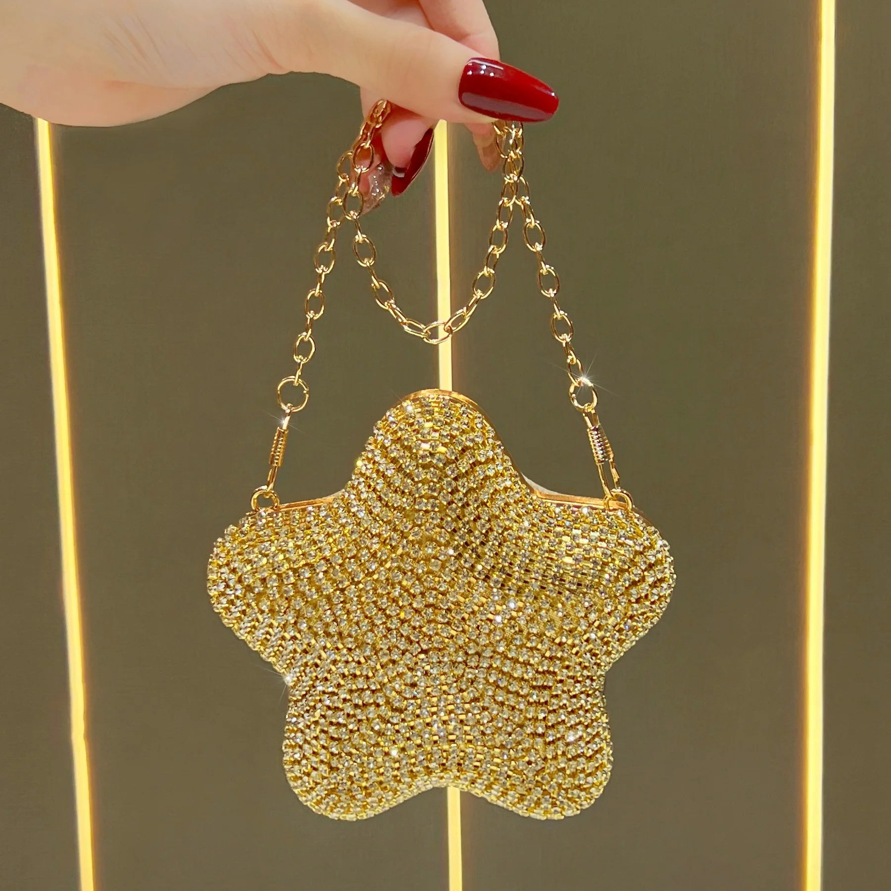 New five-pointed star handbag exquisite diamond-encrusted versatile handbag lipstick bag women's chain bag