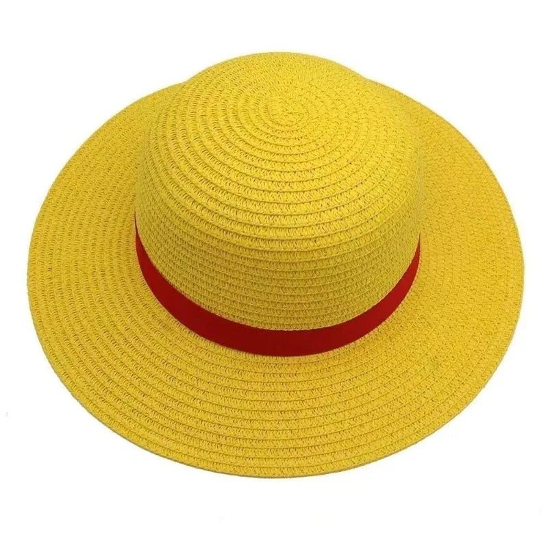 Cosplay Straw Hat Anime Theme Beach Hat with Hat Strap, Unisex, Suitable for Themed Party, Outdoor Adventures, Cartoon Character
