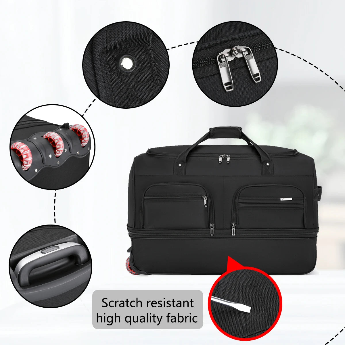 2026 New Fashion Travel Bag Women's Large-Capacity Men's Sports Bag Waterproof Travel Bag Roller Trolley Bag Duffel Bag