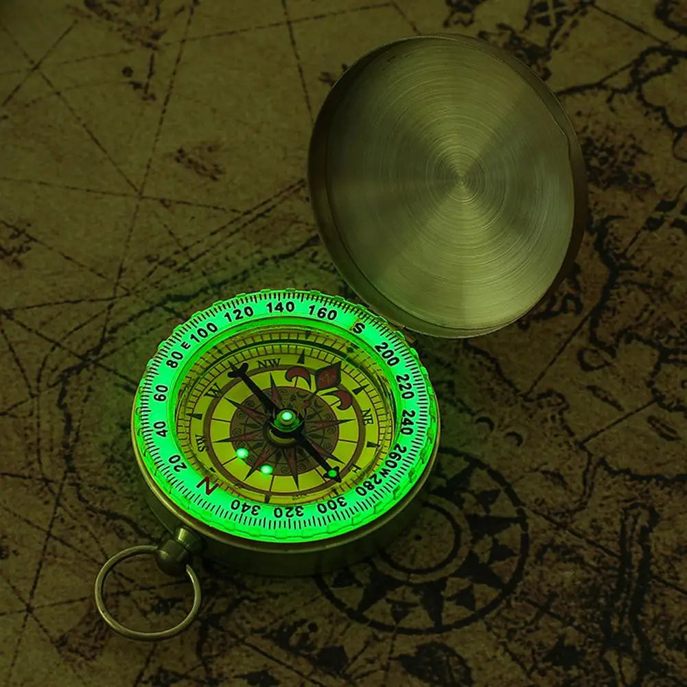Camping Hiking Pocket Mini Copper Navigation Compass Outdoor Waterproof Luminous Retro Flip Compasses