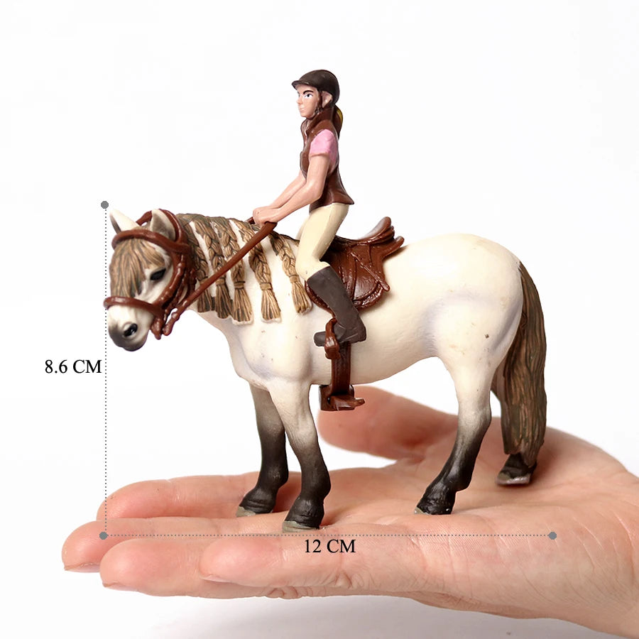 Realistic Equestrian Rider Horse with Saddle and Bridle Riding Playset Model Figures Decoration Educational Toys for Kids