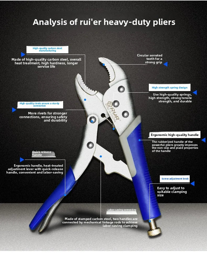 Powerful pliers, multifunctional universal pliers, pressure pliers, manual pliers, fixing tool pliers