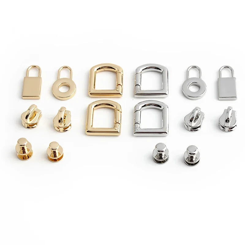 Fashion Metal Bag Locks Clasp Bag Lcok Set For Handbags Purse Tote Closures Snap Clasps DIY Craft Hardware Case Bag Accessories