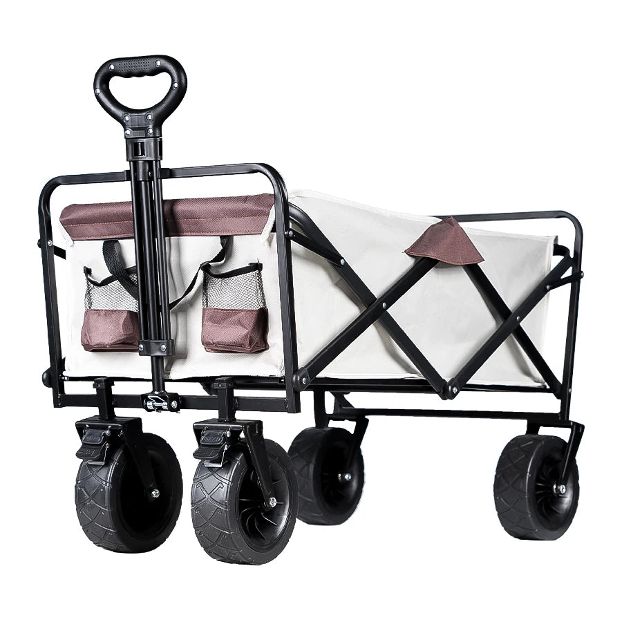 Heavy Duty Outdoor Folding Wagon Cart Large Capacity Collapsible Utility Trolley Portable for Garden Beach Camping