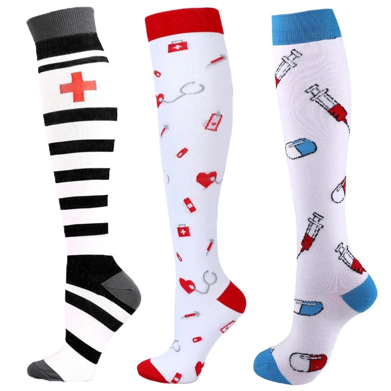Unisex Compression Socks for Men and Women Medical Diabetes Varicose Veins Sports Socks for Running Cycling Travel Flight Yoga