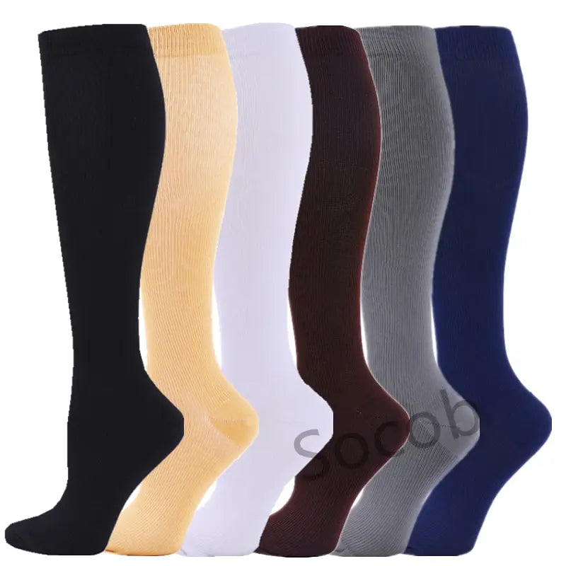 6/7 Pairs Compression Socks Varicose Diabetes Sock Running Cycling Hiking Touring Bicycle Marathon Outdoor Rugby Edema Long Tube