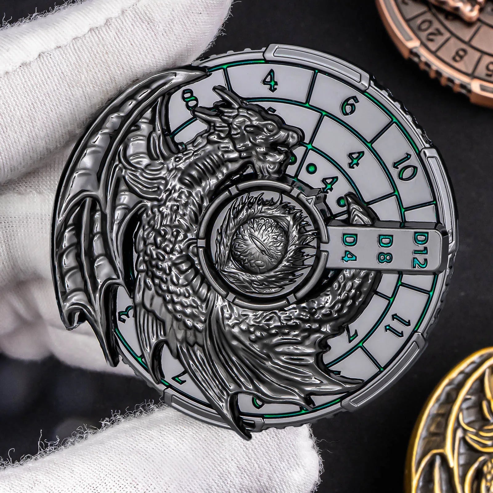 DND 7 in 1 Spinner Dice Set D&D, Metal Roulette Dragons D and D Dice, RPG Polyhedral Dungeons Role Playing Gaming Dice, Red