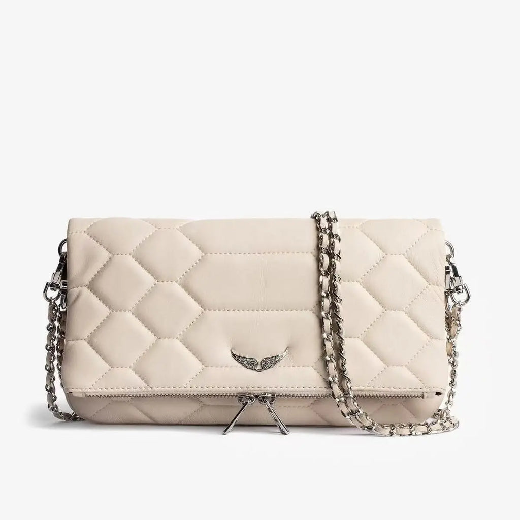French Classic Genuine Leather Square Bag - European & American Fashion Versatile Wings Underarm Crossbody Bag