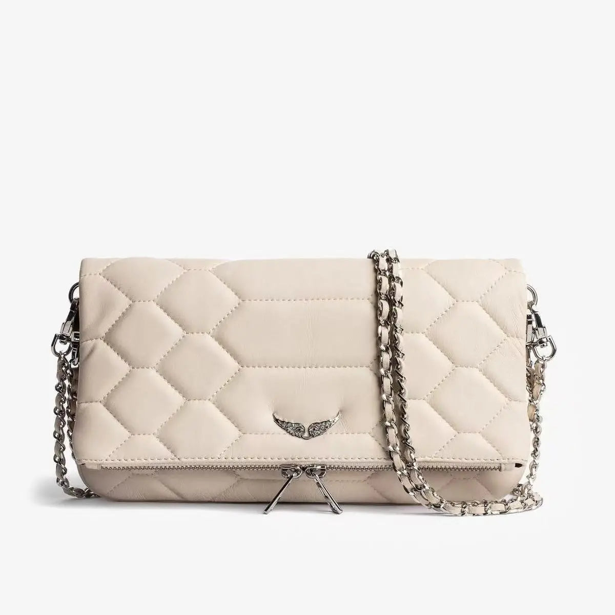 French Classic Genuine Leather Square Bag - European & American Fashion Versatile Wings Underarm Crossbody Bag