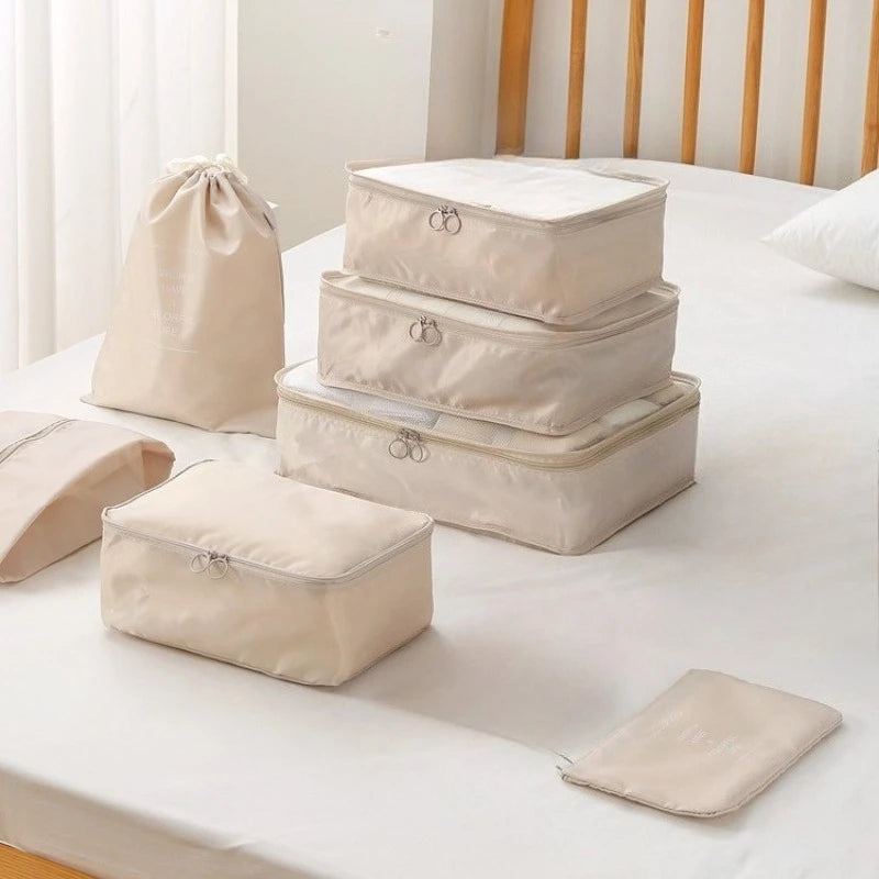 7Pcs/set Travel Luggage Storage Bags Toiletries Shoes Clothing Underwears Sorting Organizer Bag Set