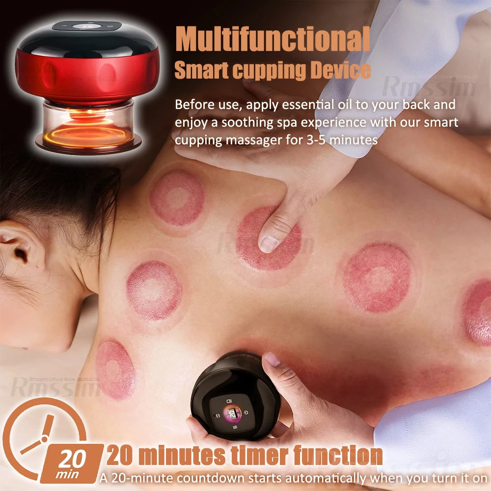 Smart Vacuum Cupper Body Cupping Scraping Massager Electric Heated Suction Cup Device Back Neck Arm Massager Relieve Fatigue