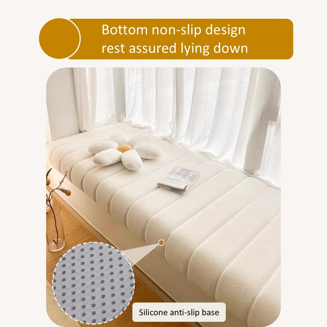 Customized Teddy Waterproof Fabric Sofa Cushion Bay Window Pad Bed Head Cushions 50D High-Density Sponge Cushion Non-Slip Cushio