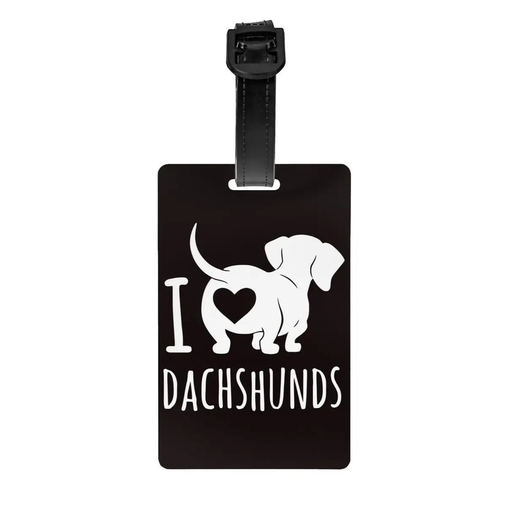 Custom Cute Dachshund Sausage Dog Luggage Tag With Name Card Puppy Animal Privacy Cover ID Label for Travel Bag Suitcase