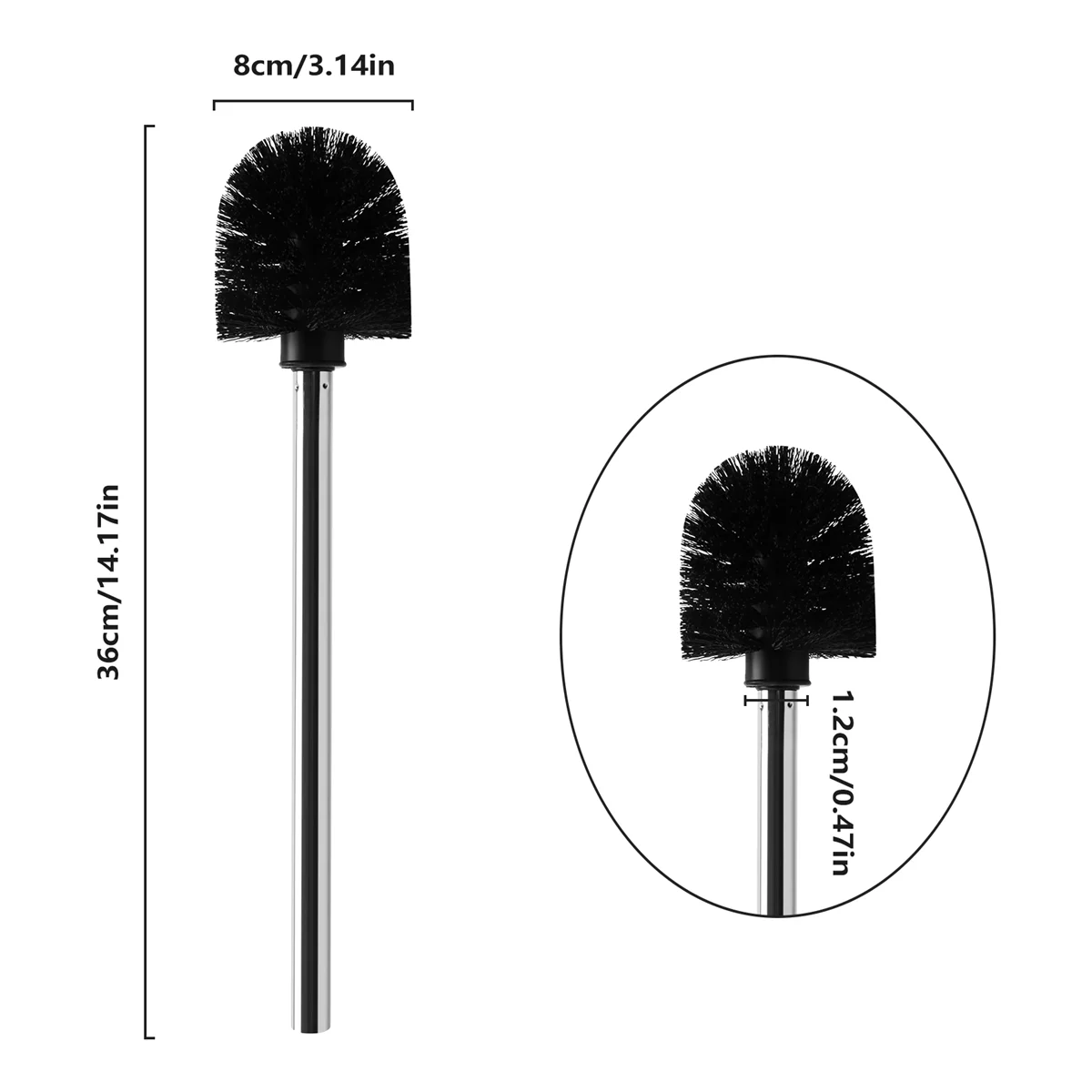 A64E Replacement Stainless Steel WC Bathroom Cleaning Toilet Brush Black Head