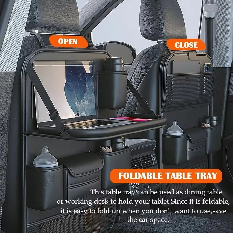 1PC Foldable Car Seat Back Organizer Multi-Pocket Storage Bag with Tray Tablet Holder Tissue Box Waterproof Car Accessories