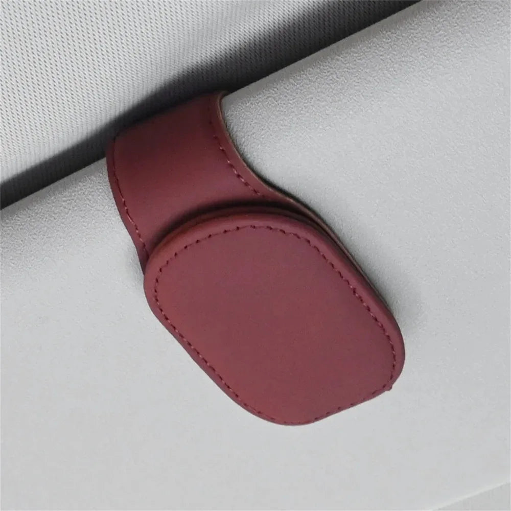 Magnetic Leather Eyeglass Clip Auto Sun Visor Glasses Storage Sunglasses Card Ticket Holder Stand Car Interior Accessories