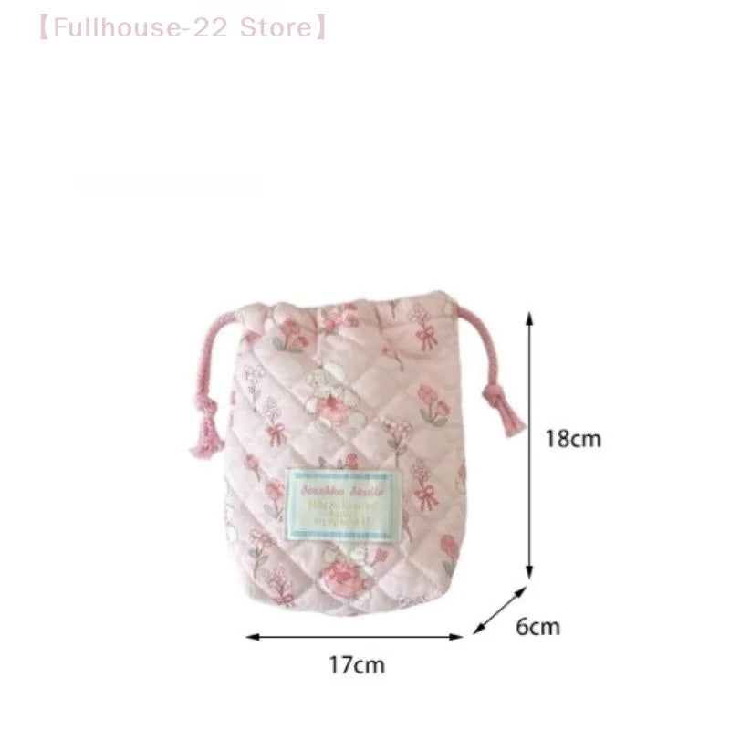 【MAX-22】Floral Storage Bag Drawstring Drawstring Pocket Soft Cotton Anti Fall Cosmetic Bag Sundry Storage Camera Bag