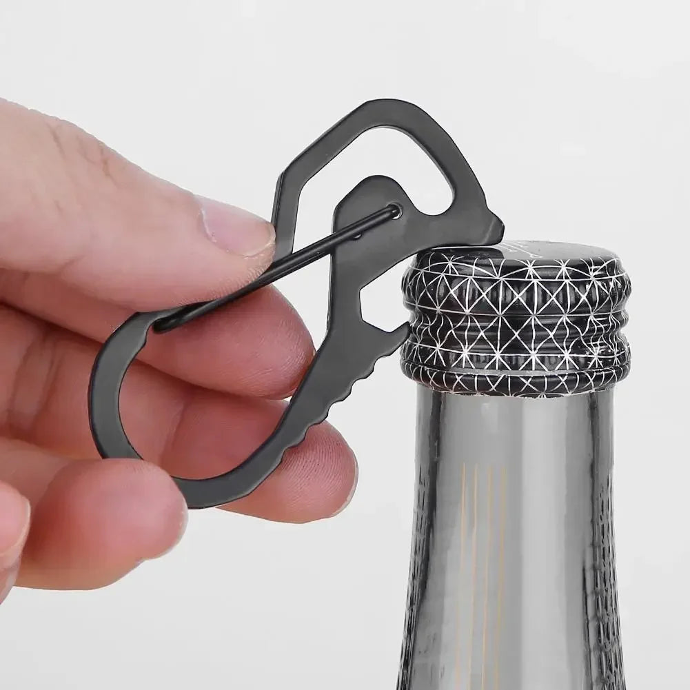 Stainless Steel Carabiner Cap Lifter Hex Driver Bottle Opener Keychain Ring Climbing Accessorie Carabiner Keychain Hook Outdoor